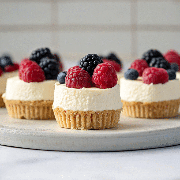 Mini no-bake cheesecake recipe with berry topping
