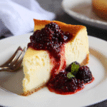 Cheesecake recipe with condensed milk on wooden table