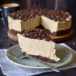 No bake cheesecake coffee dessert on plate