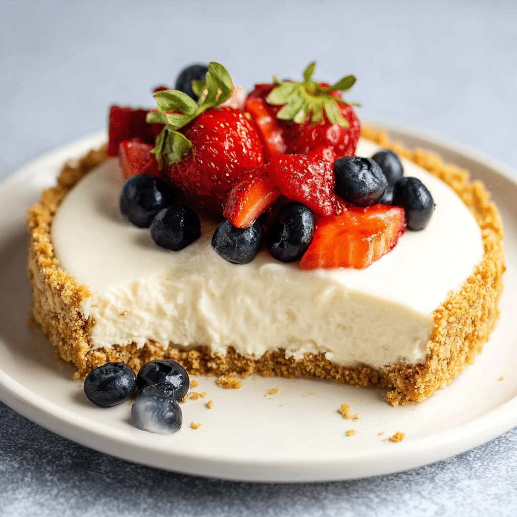 No bake cheesecake made with condensed milk topped with lemon zest