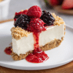No bake cheesecake with ricotta topped with fresh berries