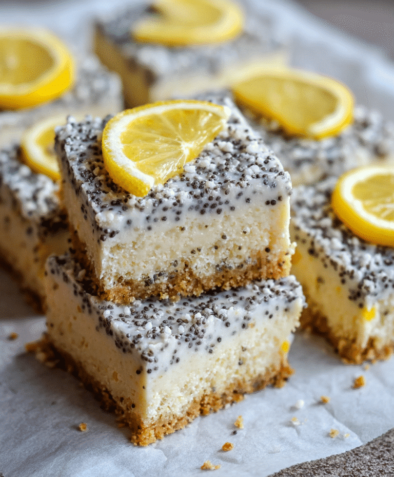 Low Sugar Lemon Poppy Seed Greek Yogurt Bars
