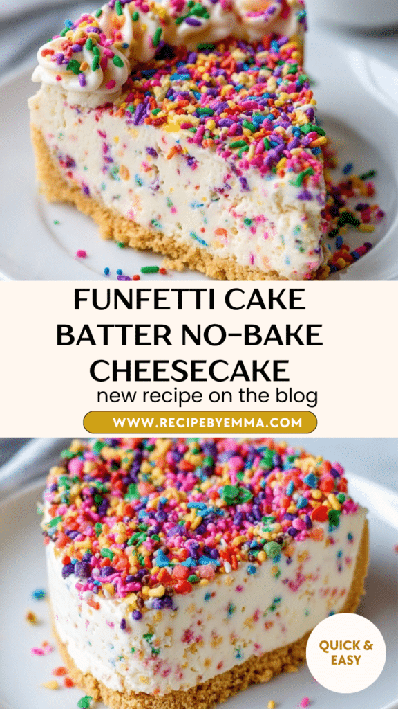 Funfetti Cake Batter No-Bake Cheesecake Recipe – Easy Birthday Dessert 64 Funfetti Cake Batter No Bake Cheesecake