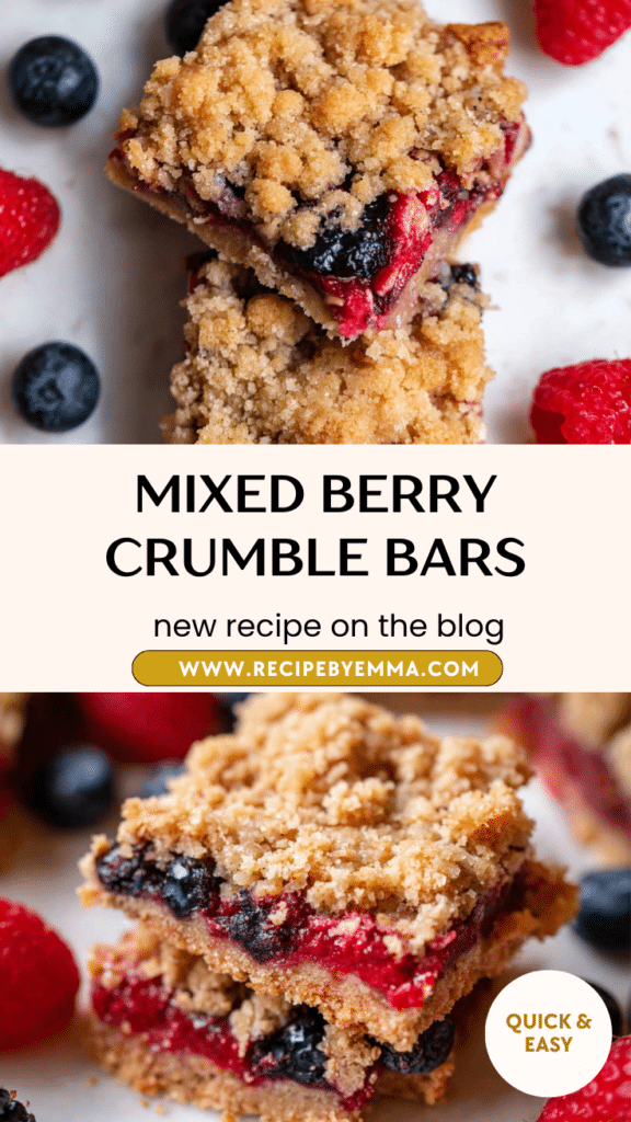 Easy Mixed Berry Oatmeal Bars Recipe – Homemade Crumbly Fruit Dessert Bars 92 Mixed Berry Crumble Bars