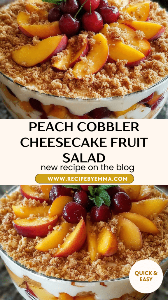 Easy Peach Cobbler Cheesecake Fruit Salad – Creamy, Sweet & Crunchy Dessert 80 Peach Cobbler Cheesecake Fruit Salad